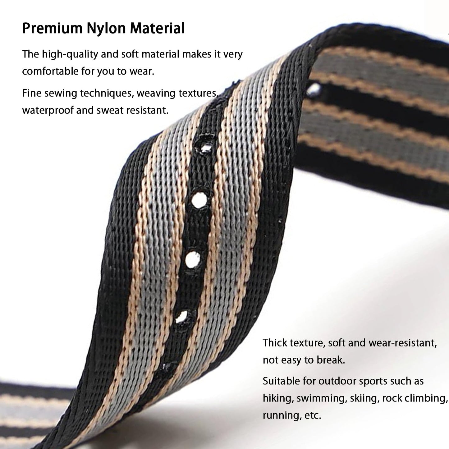 Nizonlaie Military Ballistic Nylon Watch Band Heavy Buckle 18mm 20mm 22mm 24mm Thick G10 Premium Nylon Watch Bands Smart Watch Replacement Band Strap for Men Women