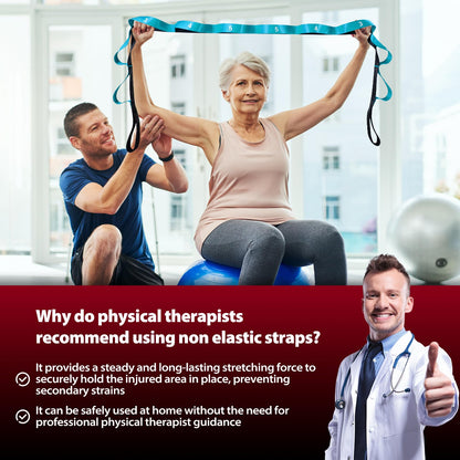 Acozycoo Stretching Strap with Loops for Physical Therapy,Yoga Strap for Stretching,Home Workout,Pilate & Flexibility Training,Non-Elastic Exercise Stretch Band for Hamstring,Leg Stretcher Belt,Flexibility Fascia (Blue)