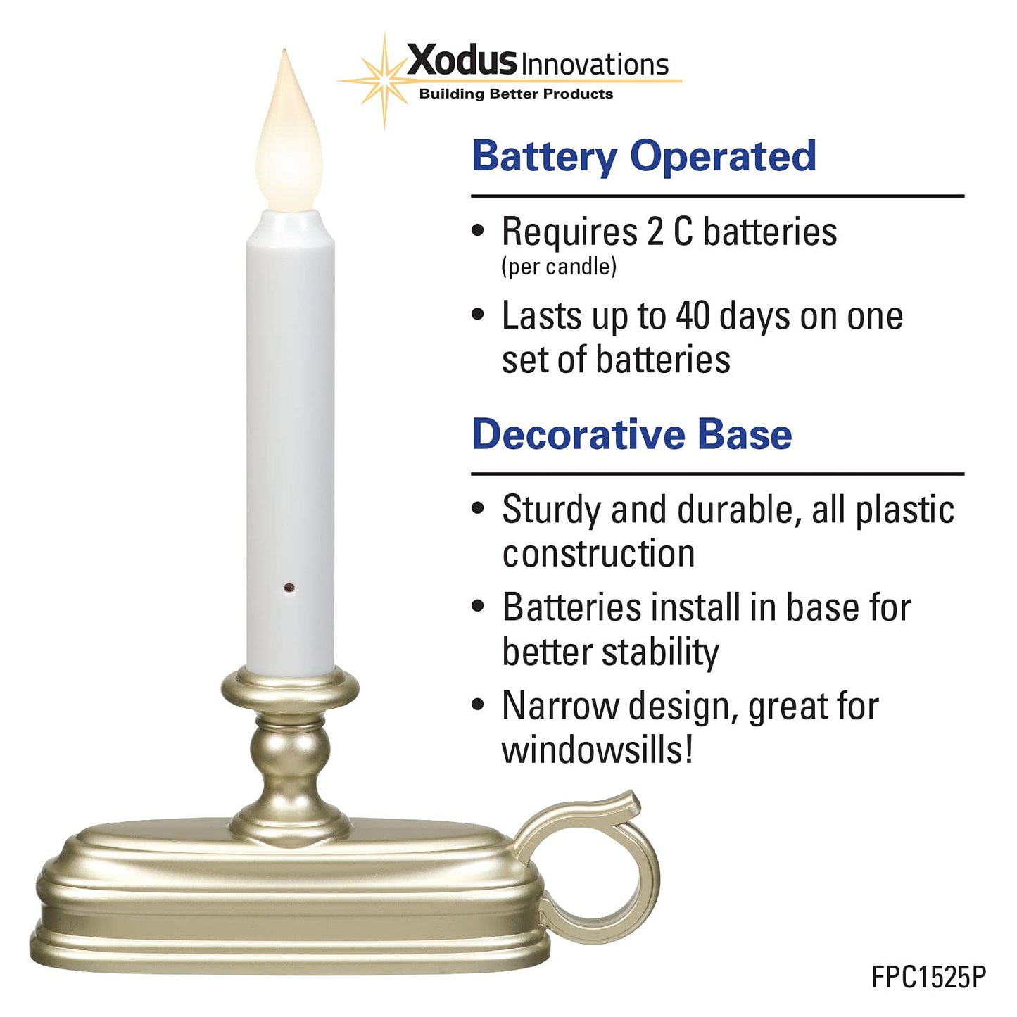 Battery Operated LED Flameless Window Candle Pewter/Silver Finish with Dusk to Dawn Sensor and White Flame