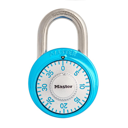 Master Lock Light Blue Gym Locker Lock, Indoor Combination Padlock with Aluminum Cover for School Locker, 3-Digit Code, 1561DLTBLU