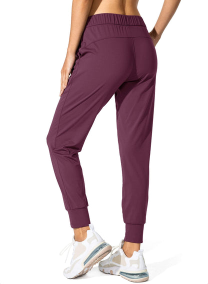 SANTINY Women's Joggers Pants Pockets Drawstring Running Sweatpants for Women Lounge Workout Jogging(Burgundy_M)