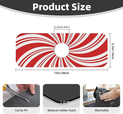 Red And White Candy Swirl Stripe Striped Mint Sugar Candy Cane Themed Kitchen