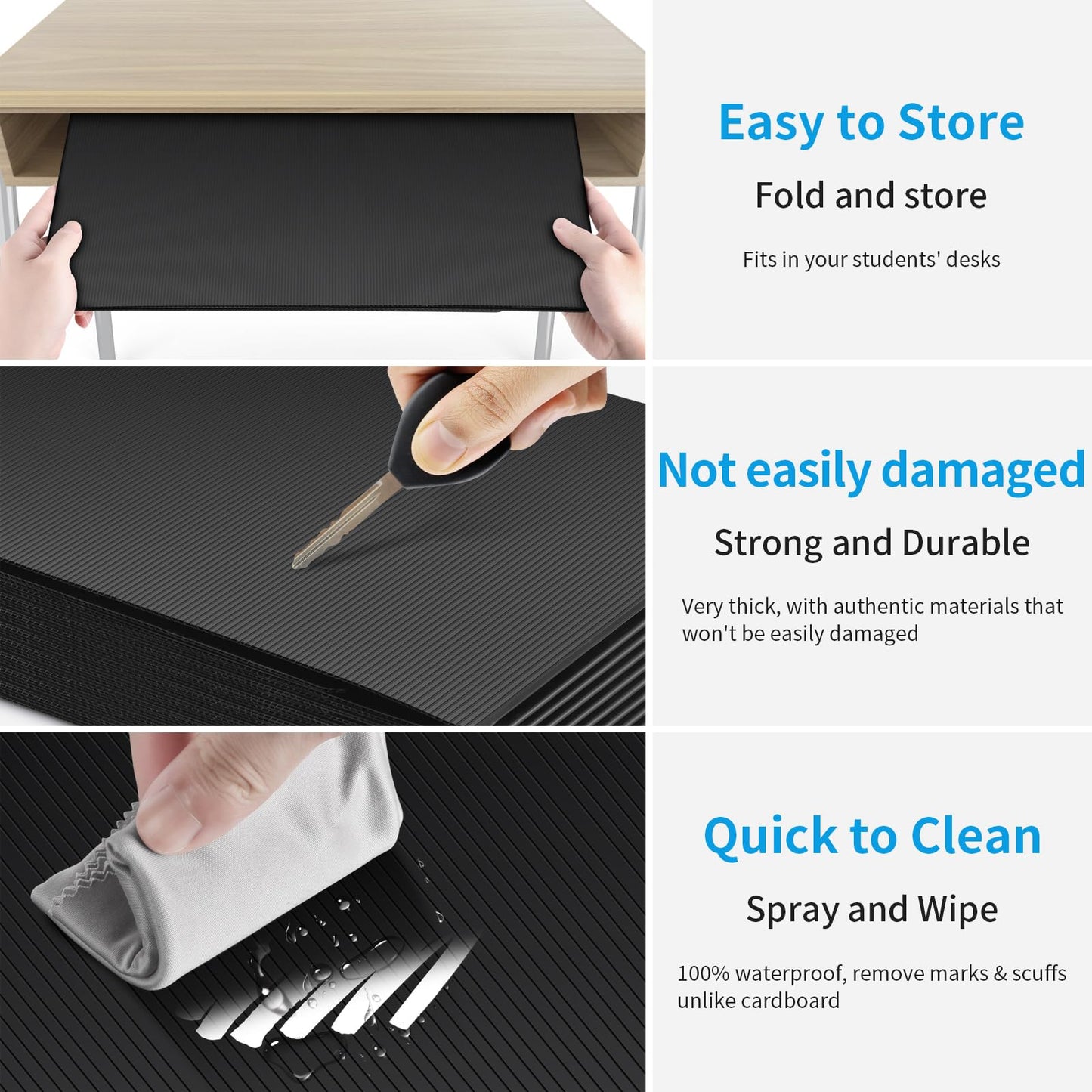 24 Pack Black Desk Dividers for Students, Privacy Shields Folder for Students, Durable & Waterproof Plastic Study Board, Classroom Teacher Supplies Test Divider, Includes 40pcs Extra Labels
