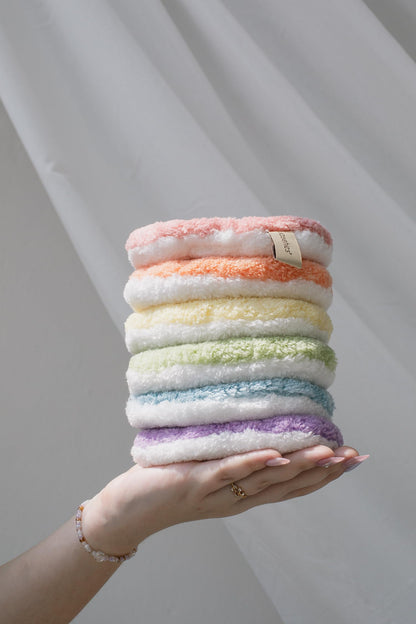 waschies Washable make-up removal and cleaning pads, reusable, deep pore cleaning only with water, skin-friendly, hypoallergenic, super soft "Colour Edition", set of 6