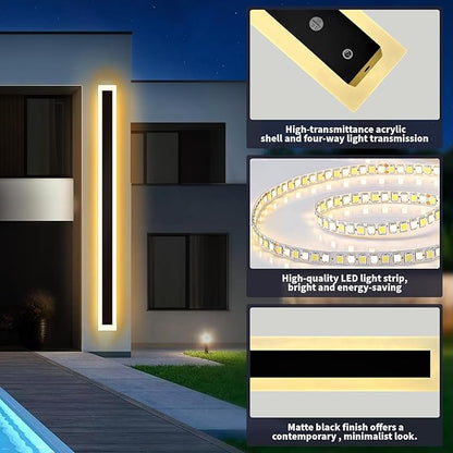 Modern - Outdoor - Lights 2 pack-39.4inch, 3000k Long Wall Led Light for House/Porch, Waterproof Ip65 Black Outside Led Wall Mounted Sconce Lighting Fixtures, 39.4in-2pack