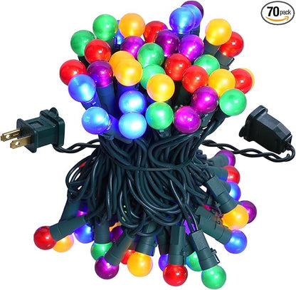 Christmas Lights Outdoor 19Ft 70 LED Chritmas Globe String Lights with Pearlized Glass Bulb UL Certified Christmas Tree Lights for Tree Decor