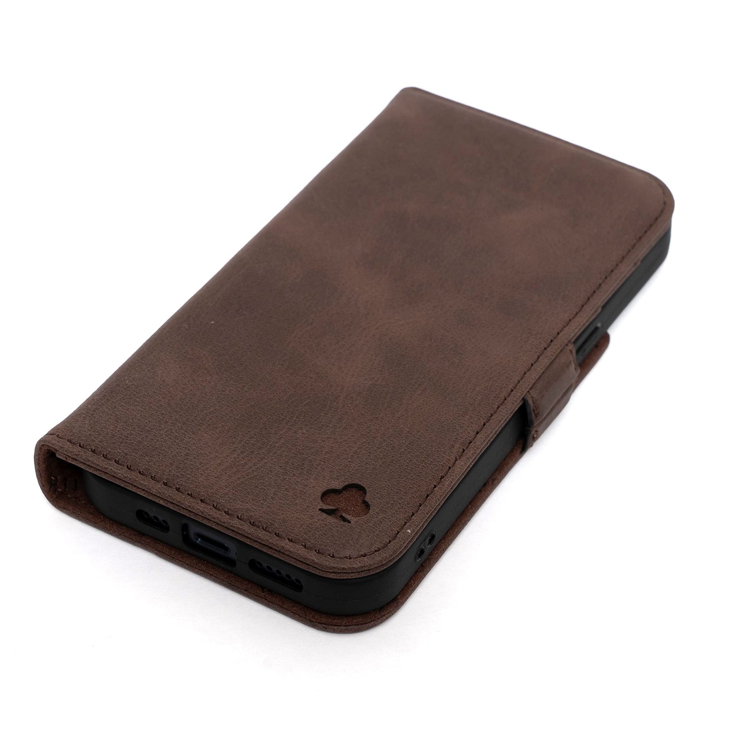 Porter Riley - Leather Case for Samsung Galaxy S24. Premium Genuine Leather Stand Case/Wallet/Cover (Chocolate Brown)