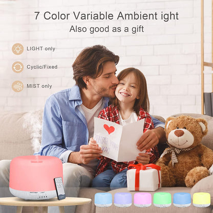 Oil Diffuser Humidifier 300ML,Electric Ultrasonic Air Aroma Diffusers Vaporizer,Scent Mist Defuser with Remote,Auto-Off,7led Color Changing Light for Large Bed Room,Home,Office