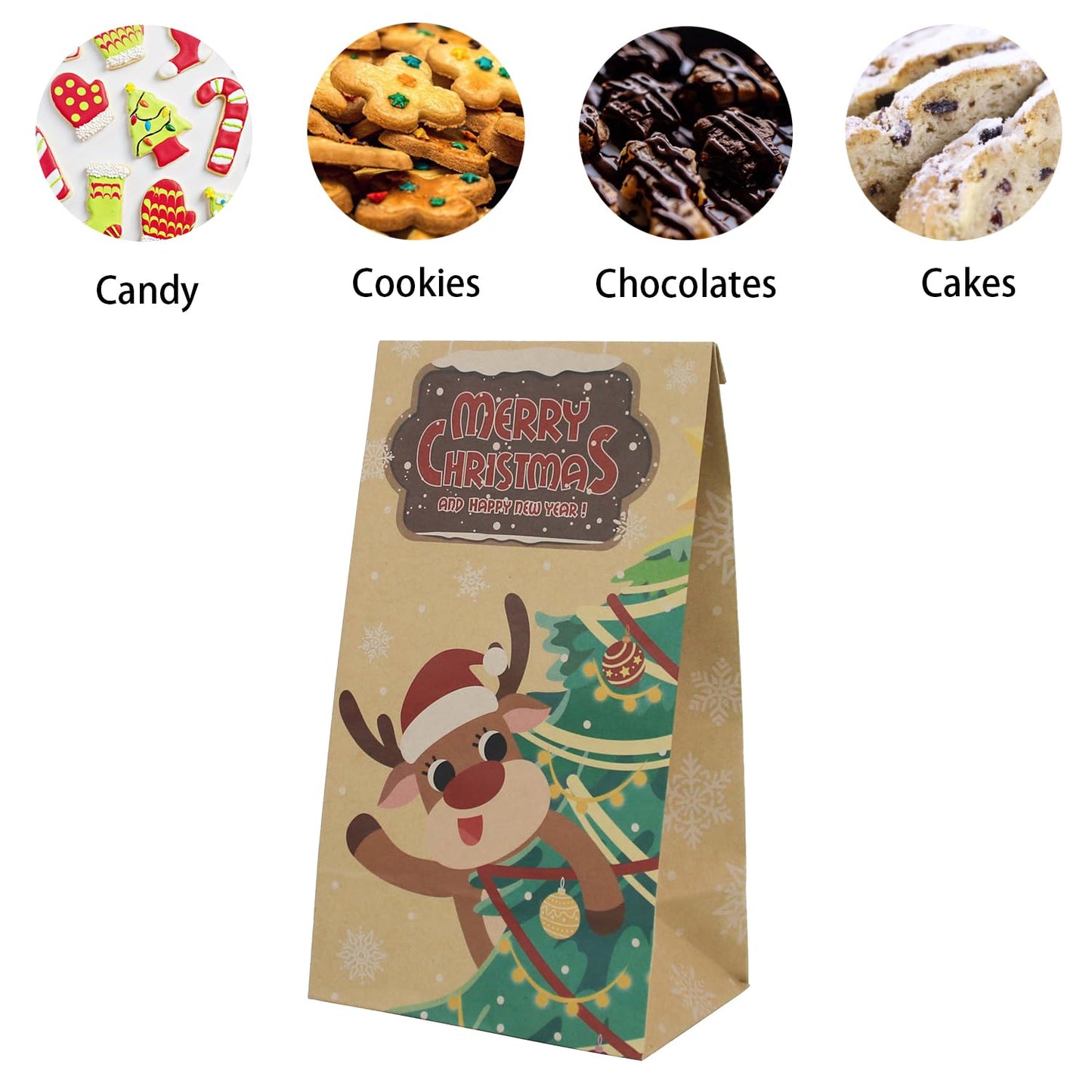 Haobell Christmas Treat Bags - 24 Pcs Stickers, Goodie Bags for Parties & Classrooms