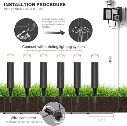 GOODSMANN 8PK Outdoor Low Voltage Bollard Lights 2W 2700K Warm White LED Landscape Pathway Light Kits Bronze Color