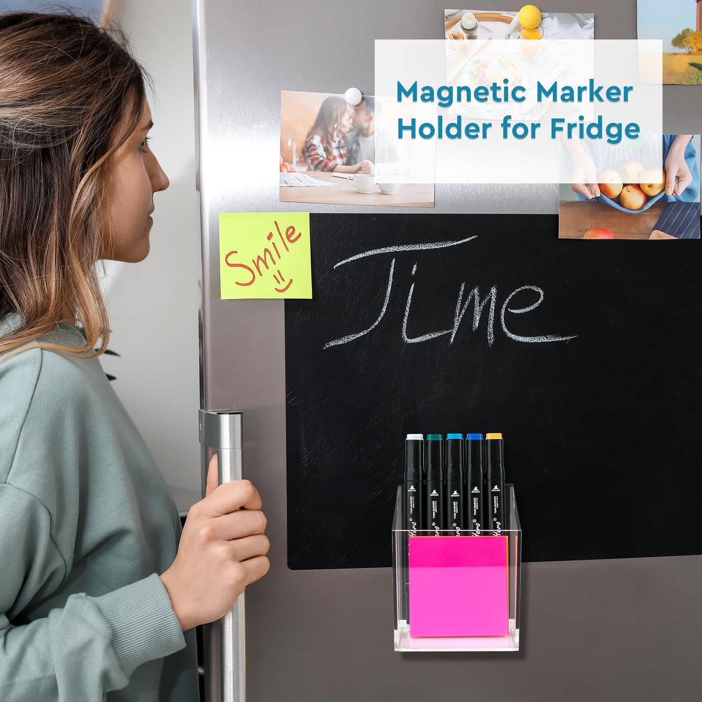 VACONICO Magnetic Pen Holder, Acrylic Dry Erase Marker Holder, Large Capacity Pencil Holder for Whiteboards, Fridge, Lockers Office School Supplies (Clear & 1 Compartments)