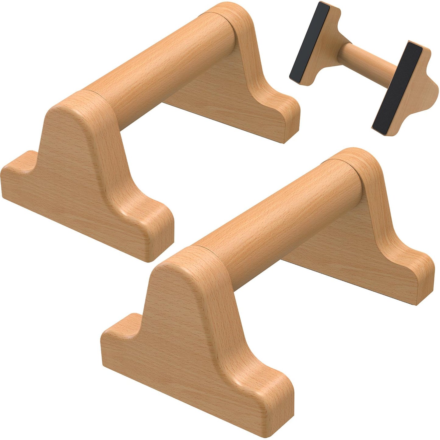 Parallettes Bars, Wood Push Up Bars Handstand Bar with Non-Slip Base, Wooden Calisthenics Equipment for Home Fitness Training, Push Up Stands Handle for Floor Workouts, Supports 600 lbs