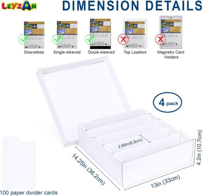 Trading Card Storage Box - 5 Row Cardboard Organizer with Dividers | 4 Pack for MTG, TCG, Sports Cards