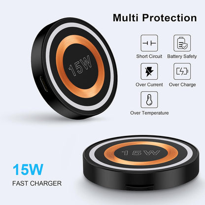 Samsung Wireless Charger Android Fast Charging Pad Wireless Phone Charger for Samsung Galaxy S25 S24 Ultra S24+ S24 S23 S22 S21 S20, Magnetic Magsafe Wireless Charger for iPhone 16 Pro Max Plus 15 14