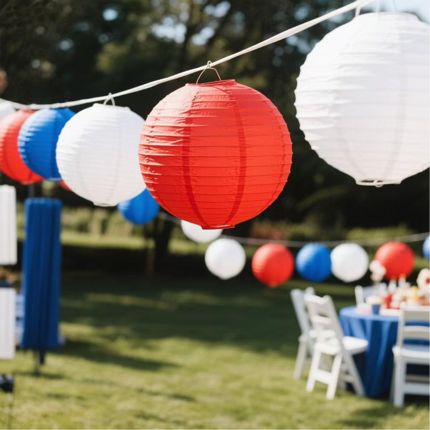 KUNYYI Red -White and Blue Paper Lanterns 12Pcs Hanging Lanterns for Birthday Party, Wedding, Home Decor, Baby Shower Festive Decoration