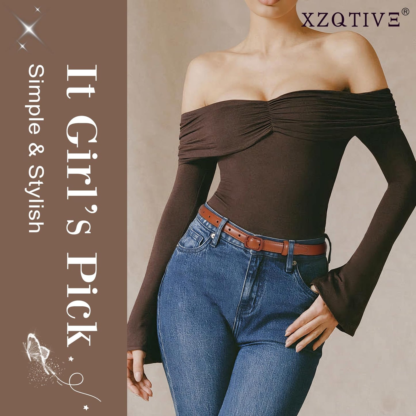 XZQTIVE Women’s Skinny Candy Color Belt – Color-Matched Leather Thin Waist Belt 0.7" for Jeans Dresses Pants