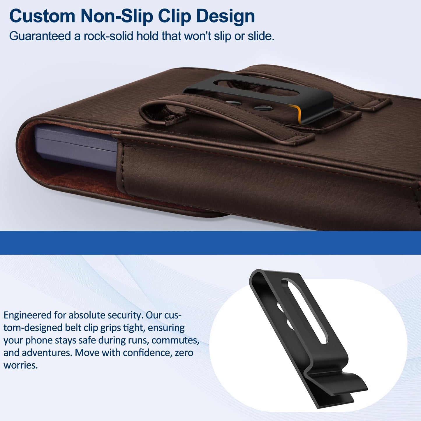 COANJIUO Leather Cell Phone Holster with Belt Clip Strong Magnetic Closure for Samsung Galaxy Ultra S25 S24 S23 S22 S21 S20 A17 A16 A15 A14 A13, Motorola G Stylus, XL-Coffee