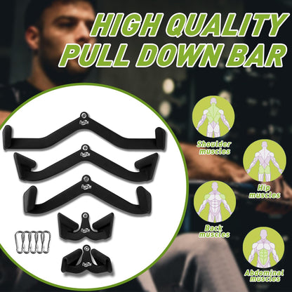 AWNOM LAT Pulldown Attachments for Cable Machines, Cable Machine Attachments for Home Gym T Bar V Bar LAT Pulldown Machines Attachments, Back Tricep Bar Strength Training Handle Grip