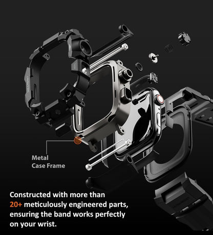 ULTIMAL Rugged Case with Band for Apple Watch 44mm,Compatible with Apple Watch Series SE 3/SE 2/SE Generation/6/5/4, Military Grade Shockproof Bumper Cover for iWatch Tactical Band Men (Black, 44mm)