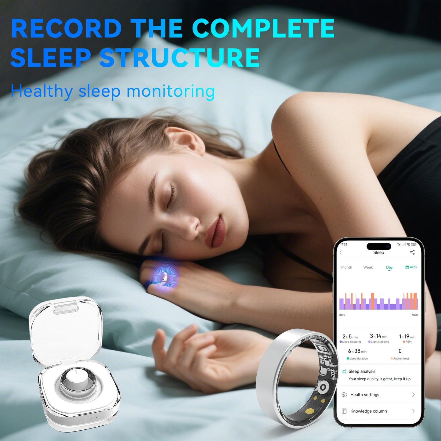 Smart Rings for Women Men,Fitness Tracker Ring,Heart Rate,Blood Oxygen,Blood Pressure,Step Tracker,Sleep Monitoring,No Subscription Fee,IP68 Waterproof Smart Ring for iphone&Android(Silver 9)