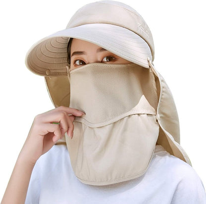 Wide Brim Sun Hat for Women - UV Protection with Detachable Neck Flap | Perfect for Garden, Fishing & Hiking