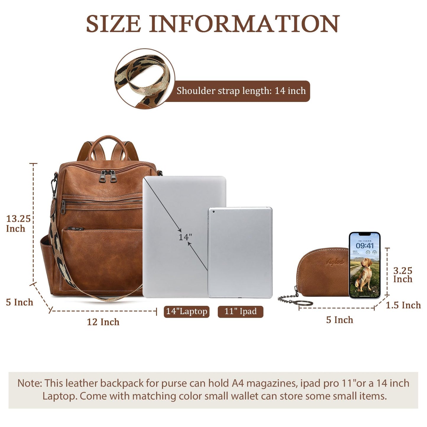 AGLOD Leather Backpack Purse for Women Designer Ladies Shoulder Bag Fashion Faux Work Travel Handbags