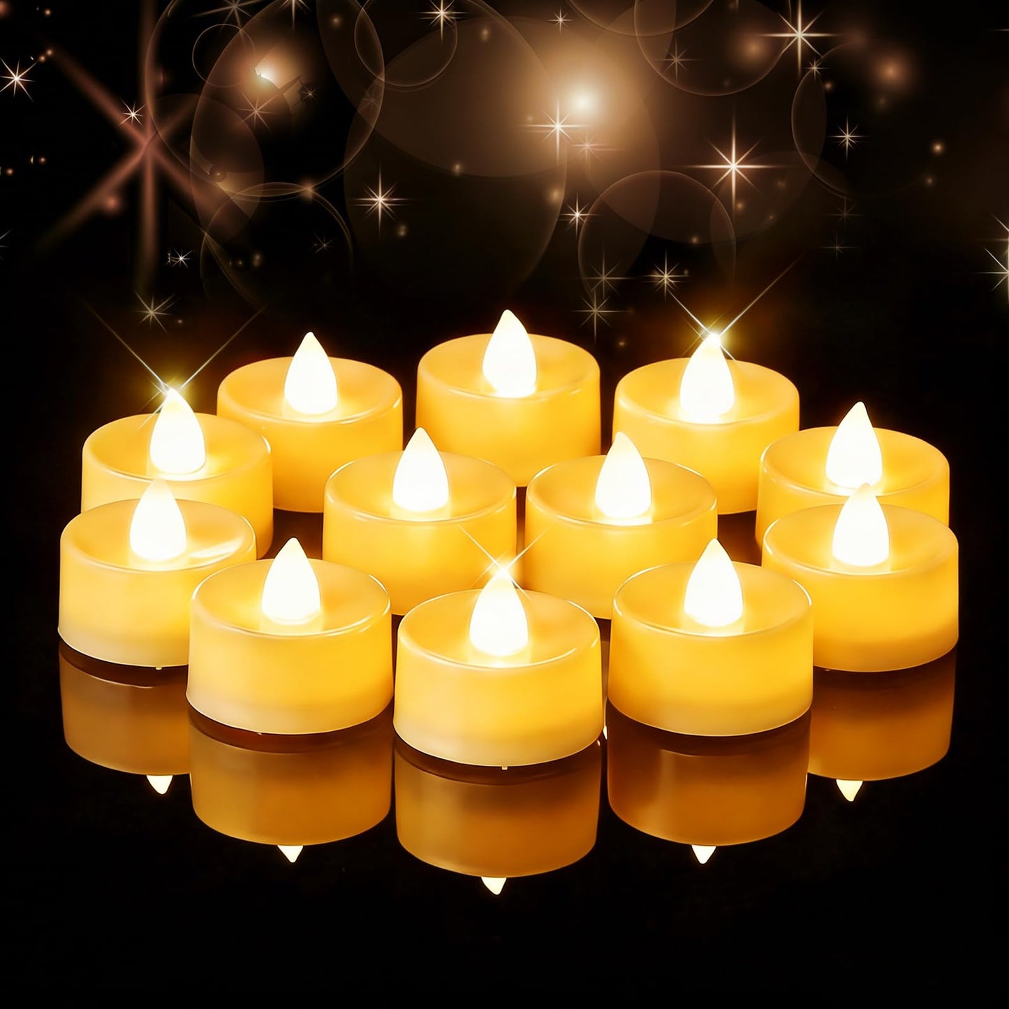 Amagic 50 Pack Battery Operated Tea Lights Candles, Fake Tealights Candles, Flameless LED Tea Lights for Halloween, Wedding, Votive, Festival, Table Decor(50 Pack, Warm White)