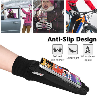 MOREOK Winter Gloves for Men/Women -10°F 3M Thinsulate Warm Touch Screen Snow Ski Bicycle Bike Gloves for Driving/Cycling/Running/Hiking-Black-L