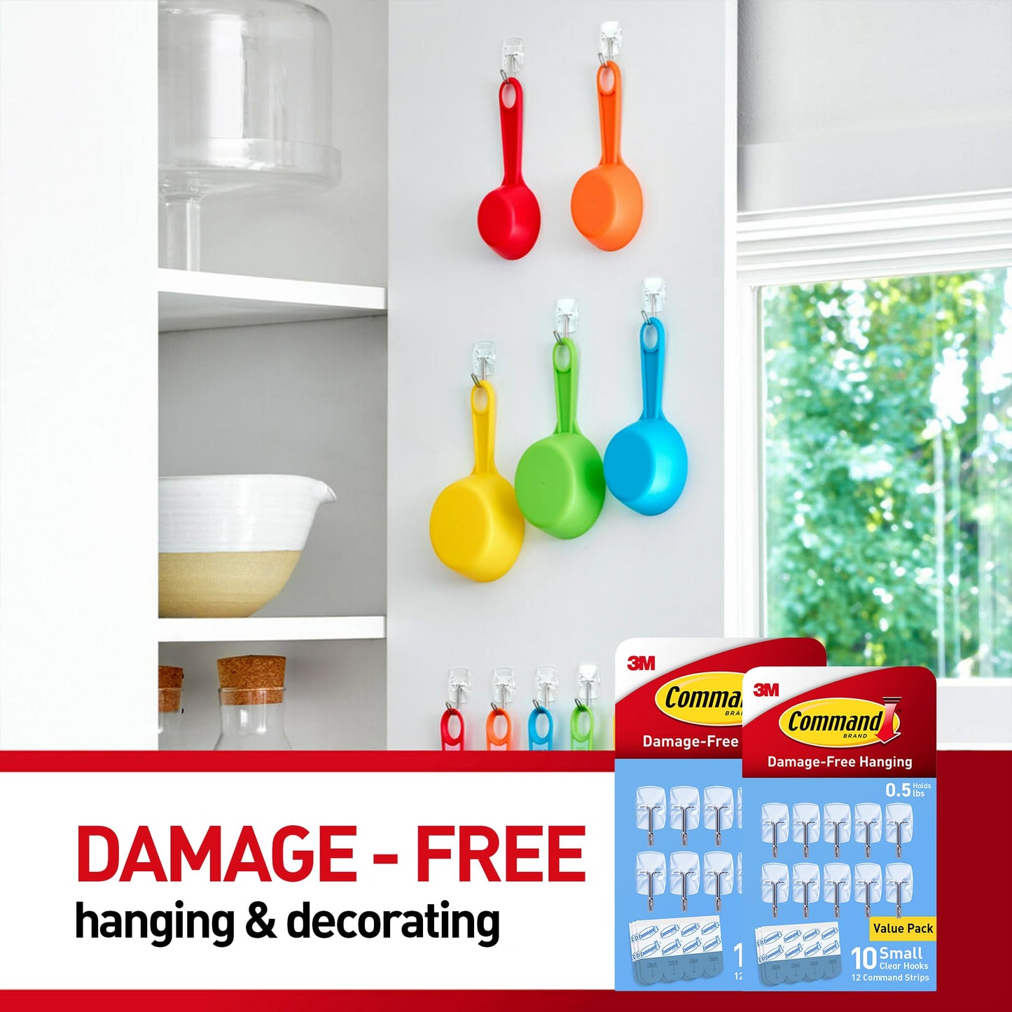 Command Small Clear Wire Toggle Hooks, 20 Wall Hook and 24 Strips, Damage-Free Hanging with Adhesive, Great for Hanging, Organization and Storage, Holds up to 0.5 lb