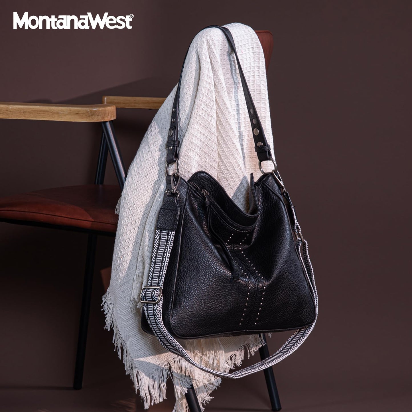 Montana West Hobo Bag for Women Designer Purses and Handbags Shoulder Bags with Guitar Strap,MWC-HB-128-1-BK