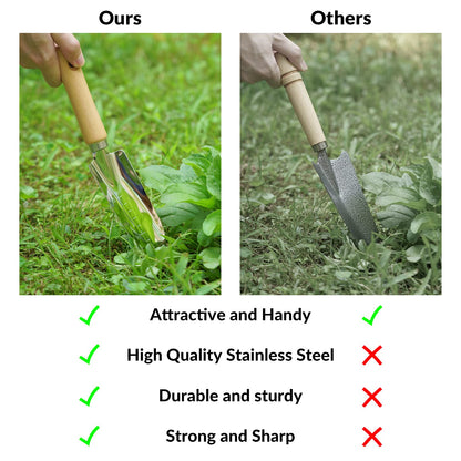 SOLIGT Garden Tools Set with Basket, Heavy Duty Stainless Steel Gardening Hand Tool with Wood Handle, Pruning Shears, Gloves - Perfect Gardening Gifts Planting Supplies for Women Men