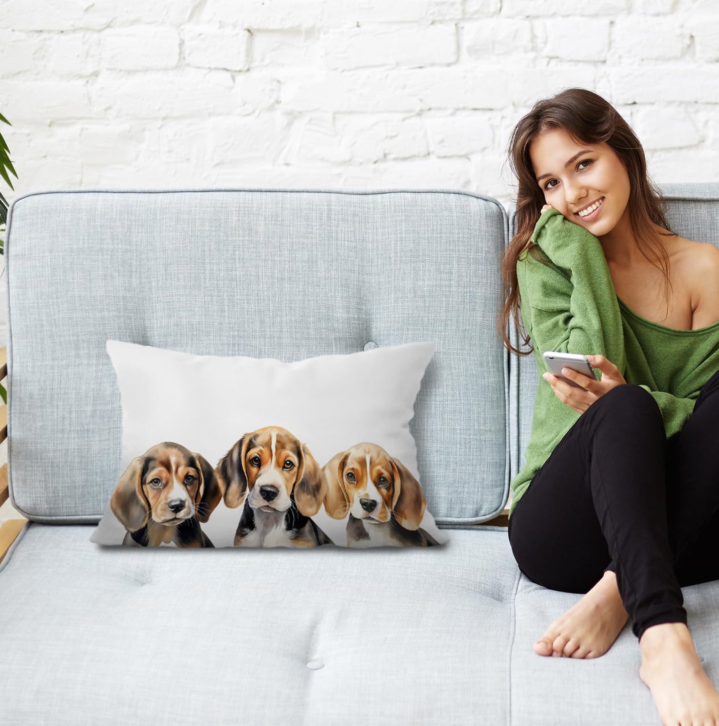 JINYO Beagle Pillow Covers 12x20, Beagle Lover Gifts, Dog Lover Mom Gifts Pillow Covers for Couch Bed Living Room Bedroom, Dog Home Room Decor