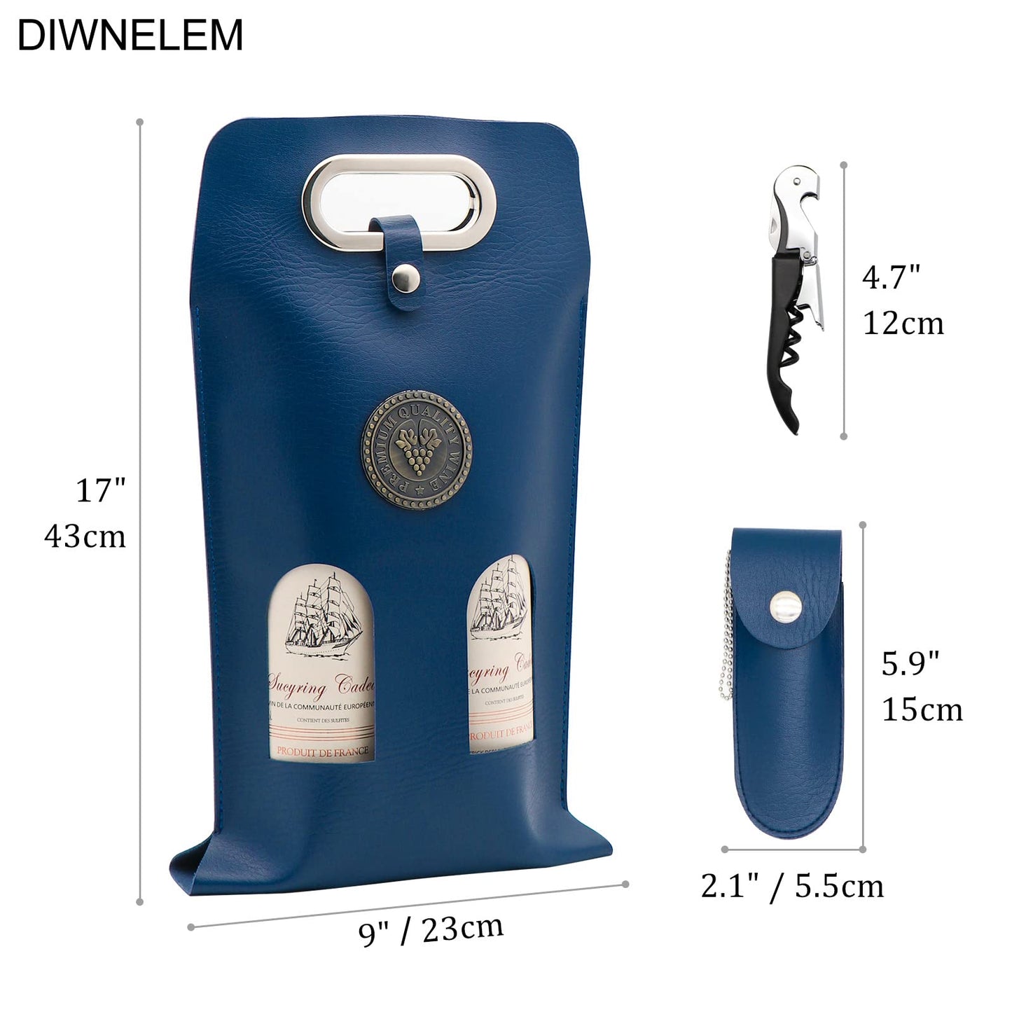 DIWNELEM Leather Wine Bag Leather Wine Gift Bags with Wine Opener Wine Tote Carrier Bag Wine Bottle Bags for Wedding, Birthday,Travel, Parties,Christmas