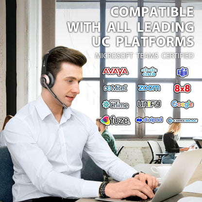 Earbay Wireless Headset, Bluetooth Headsets with Microphone Noise Cancelling, On Ear Headphones with Mic Mute, Handsfree PC Headsets for Zoom/Ms Teams/Skype/Dual Connect/Laptop/iPhone/Tablet