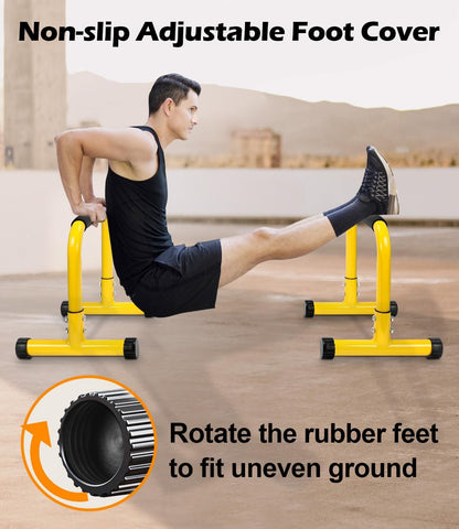 TABEKE Push Up Bar, 14'' High Steel Parallettes & Dip Bar with Full Coverage Foam Handle, Heavy-Duty Calisthenics Parallel Bars for L-Sit, Dips, Home Gym Strength Training Workout