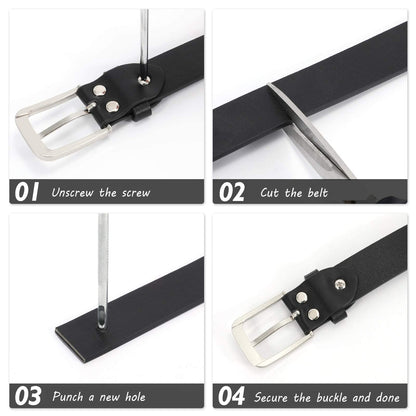 WHIPPY Women Casual Leather Belt for Jeans Pants, Fashion Ladies Waist Dress Belt (Fit Waist Size 37-42 Inches,Black)