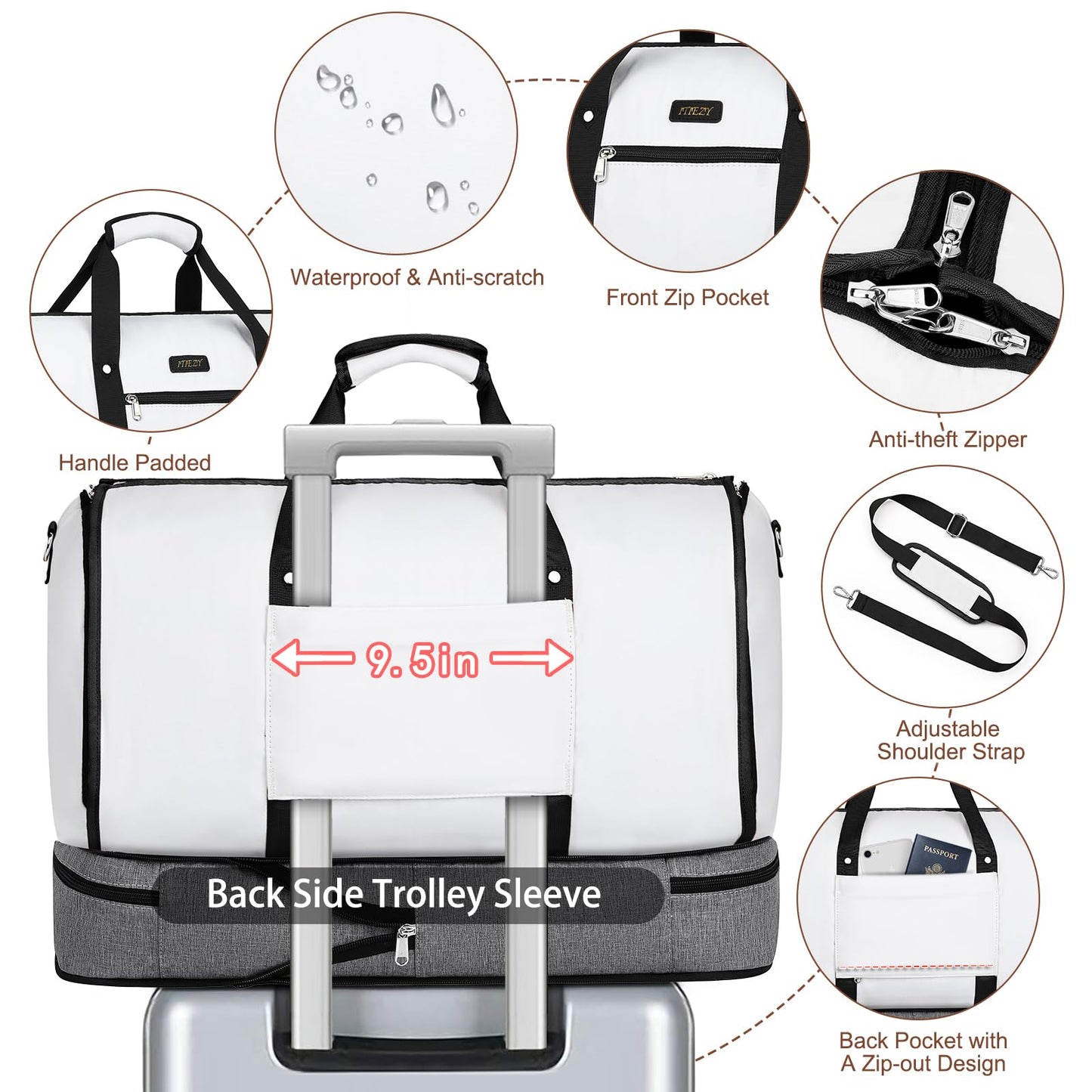 Garment Duffle Bag for Travel - Convertible Carry on Garments Duffel Bags Travel Bag for Women Men Large Weekender Bag with Shoes Compartment 3 in 1 Hanging Clothes Suit Dress Bag 3pcs Set