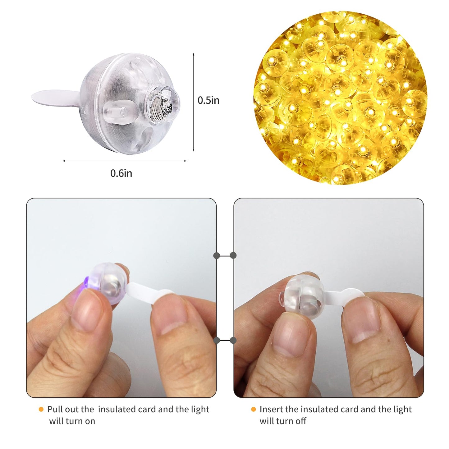Aogist 100Pcs Yellow Balloon Lights with Hook,Long Standby Time,Waterproof Mini Light for Birthday Party Wedding Christmas Halloween Easter Decorative (Flash)