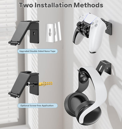 OIVO Controller & Headset Wall Mount Holder Stand, Foldable Headphone Stand, Gaming Controller Holder Hanger Hook, Universal Storage Organizer Controller/Earphone/Game Accessories-8 Packs