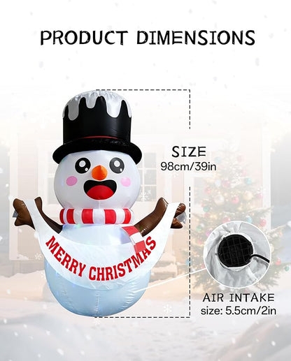 Christmas Inflatable Snowman, 5FT Window Decor Outdoor Indoor Blow Up, Build-in LED Xmas Yard Decor for Inflatable Outdoor Decoration(Christmas Inflatable Snowman)