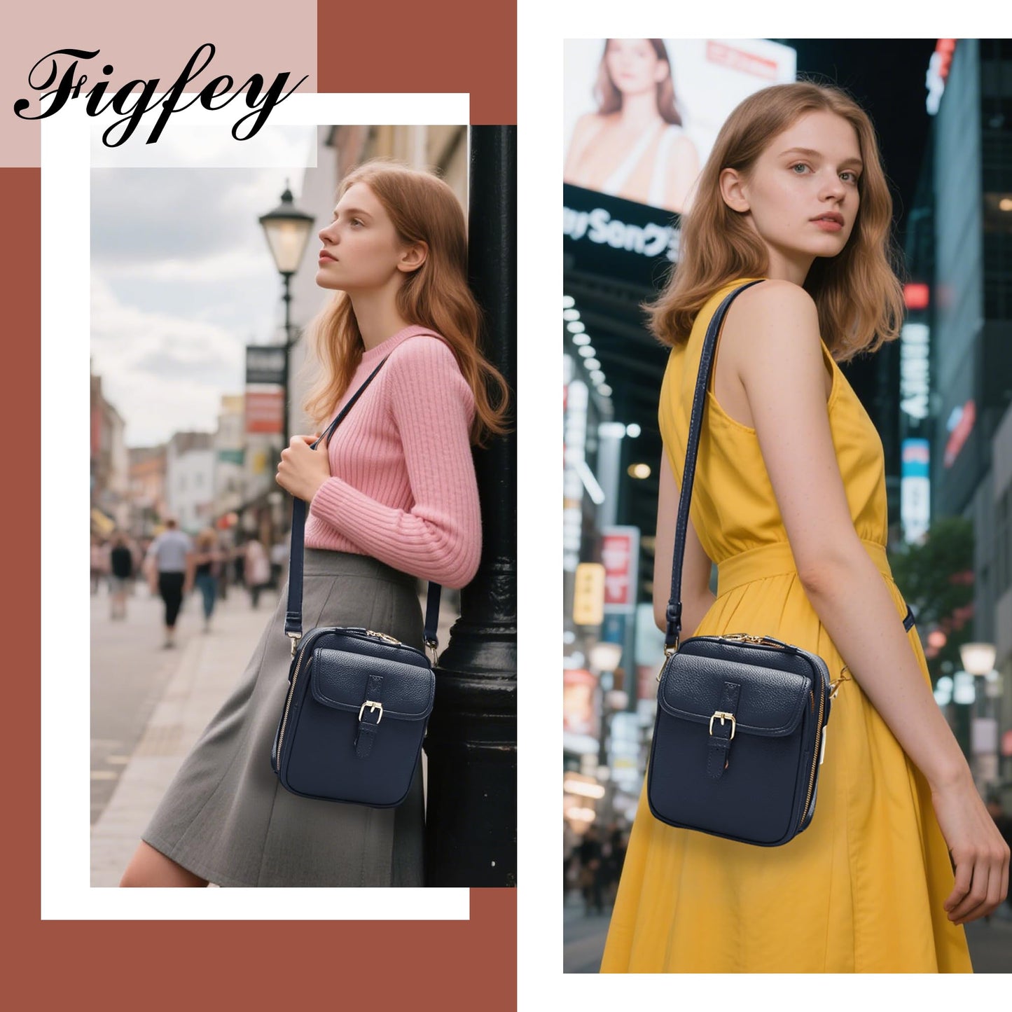 Leather Crossbody Bags for Women Travel Small Crossbody Purse Anti Theft Waterproof Bum Bag with Built in Wallet