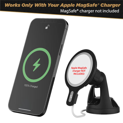 Scosche MSHWDPD20 MagicMount Windshield/Dashboard Suction Cup Mount for MagSafe Wireless Charger, (Charger not Included) Car Stand for MagSafe Charging Pad Compatible with iPhone 16/15/14/13/12 Series
