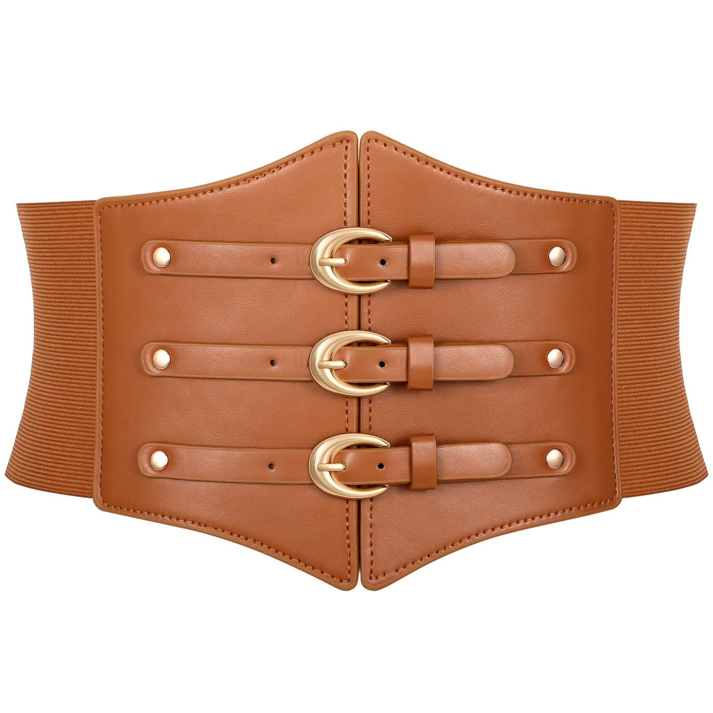 JKEEMI Women Corset Belt Wide Stretchy Waspie Elastic Waist Belt with Gold Buckle for Daily Cosplay Halloween Costume