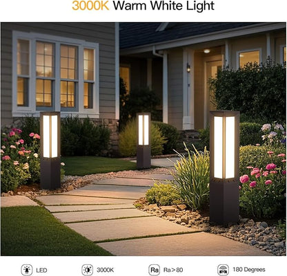 Landscape Path Light Hard Wired, 31.5" Outdoor Pathway Lights AC100-240V, Waterproof Bollard Driveway Lamp, Modern 3000K Standing Lighting Patio Lawn Tall Garden Lantern for Commercial Walkway