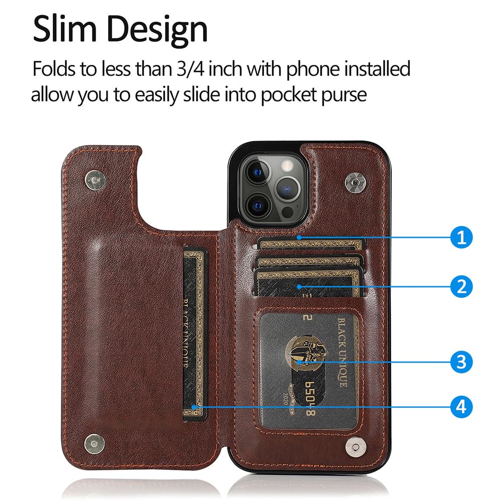 YAOZOCASE for iPhone Case,Retro Slim PU Leather Flower Butterfly Pattern Wallet,Card Holder Slots Full Body Military Grade Protection Soft Shockproof Phone Case (Brown,iPhone 15)