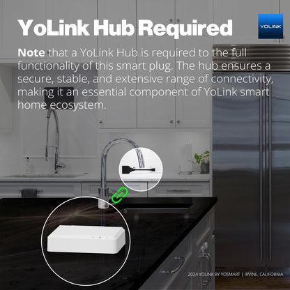 YoLink Smart Outdoor Energy Plug, IP65, 1800W, 15A Smart Plug with Real-Time Energy Monitoring, Automatic Safety Shutoff, Alexa & Google Assistant Compatible, Include YoLink Hub