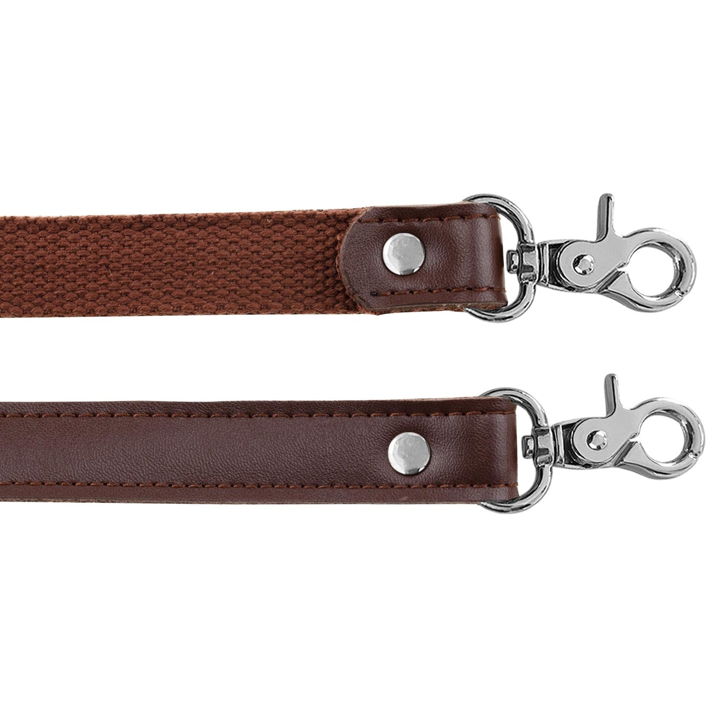Allzedream Genuine Leather Purse Strap Sewing Canvas Replacement Handbag Shoulder Bag 2 Pcs (Coffee, Silver Hardware)