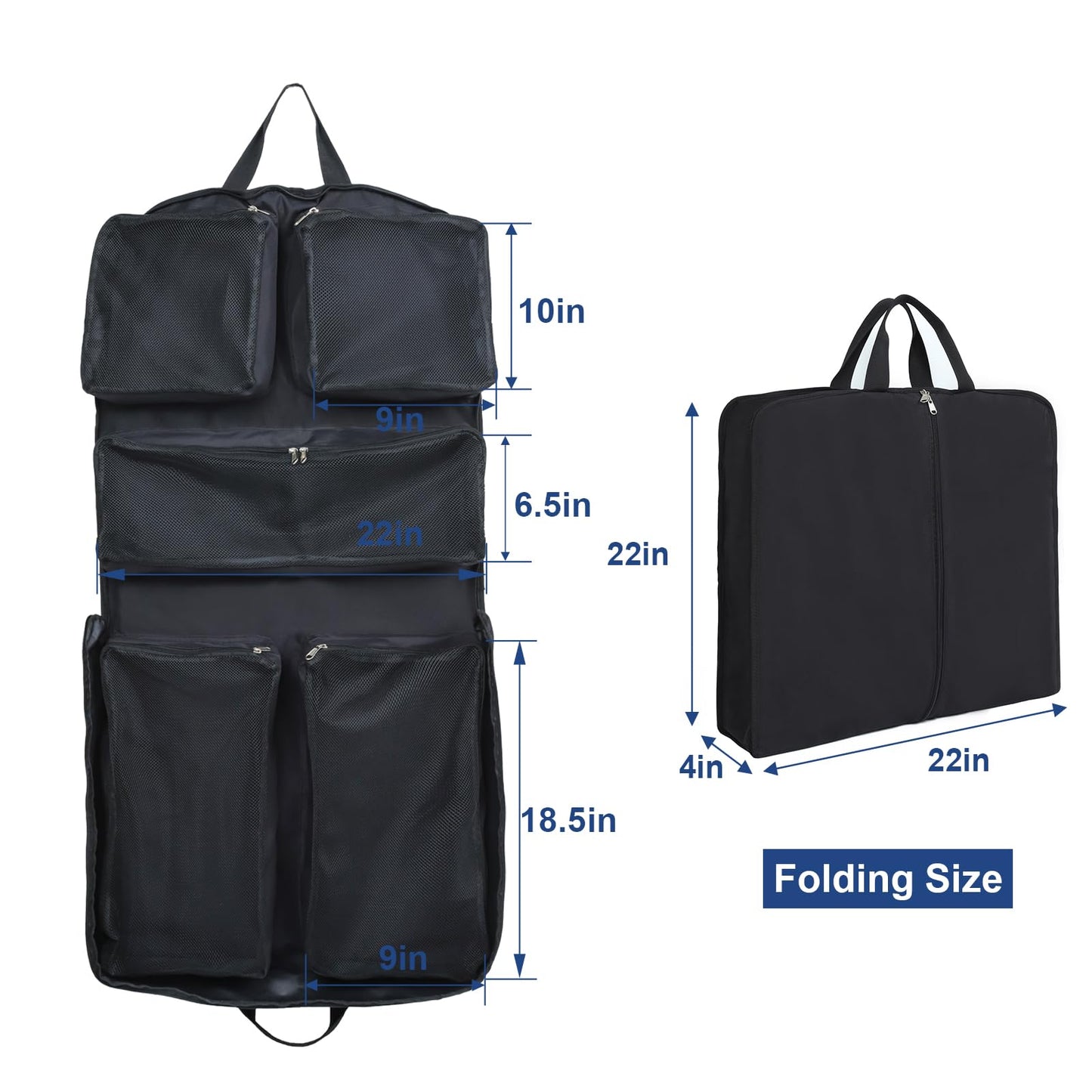 Edraco Garment Bag for Travel, Large Suit Travel Organizer Bag, Foldable Carry On Garment Bag