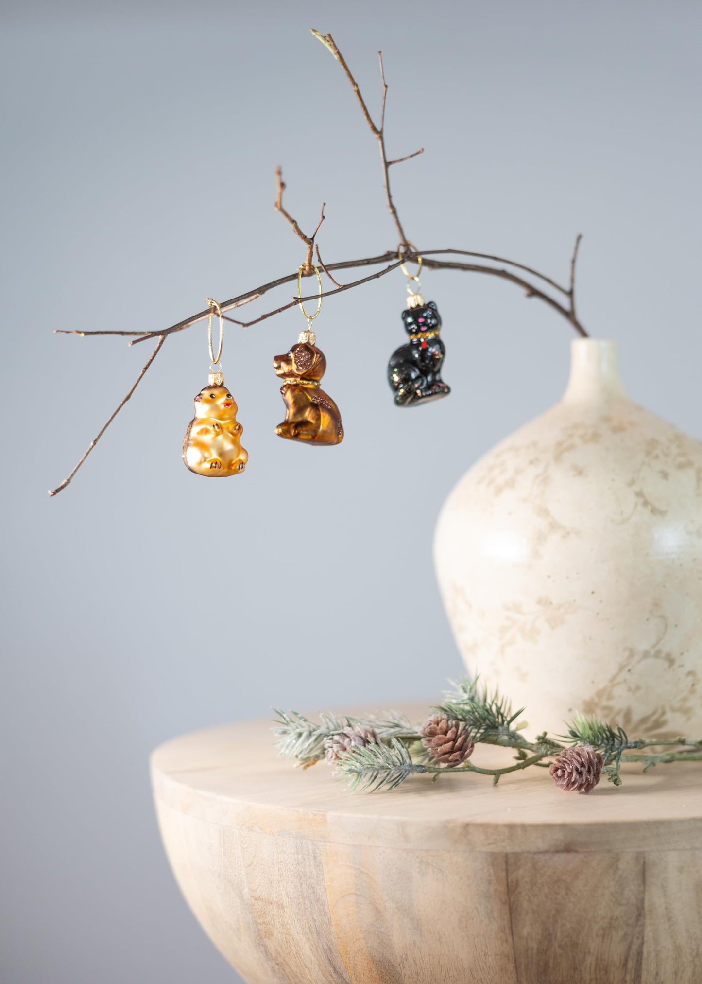 Polish Gallery Miniature Christmas Ornaments for Mini Tree Black Cat Handcrafted Mouth Blown Glass Mini Glass Christmas Balls Tiny Tree Ornaments Made in Poland