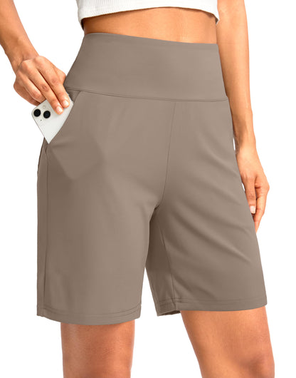 G Gradual Women's Bermuda Long Shorts with Pockets 7" High Waisted Knee Length Shorts for Women Walking Athletic Workout(Dark Grey-L7,M)